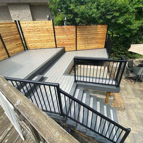 Modern deck build in Hamilton with composite decking and custom features
