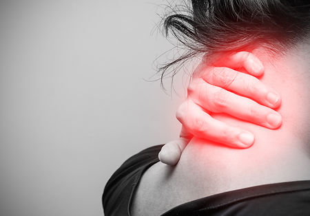 Close up of asian woman having neck pain