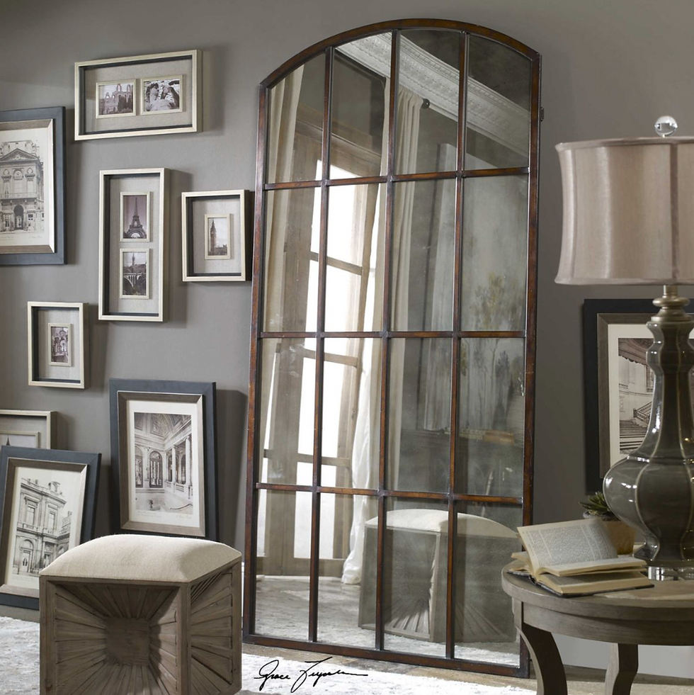 Thumbnail: Antiqued Bronze Arch Mirror