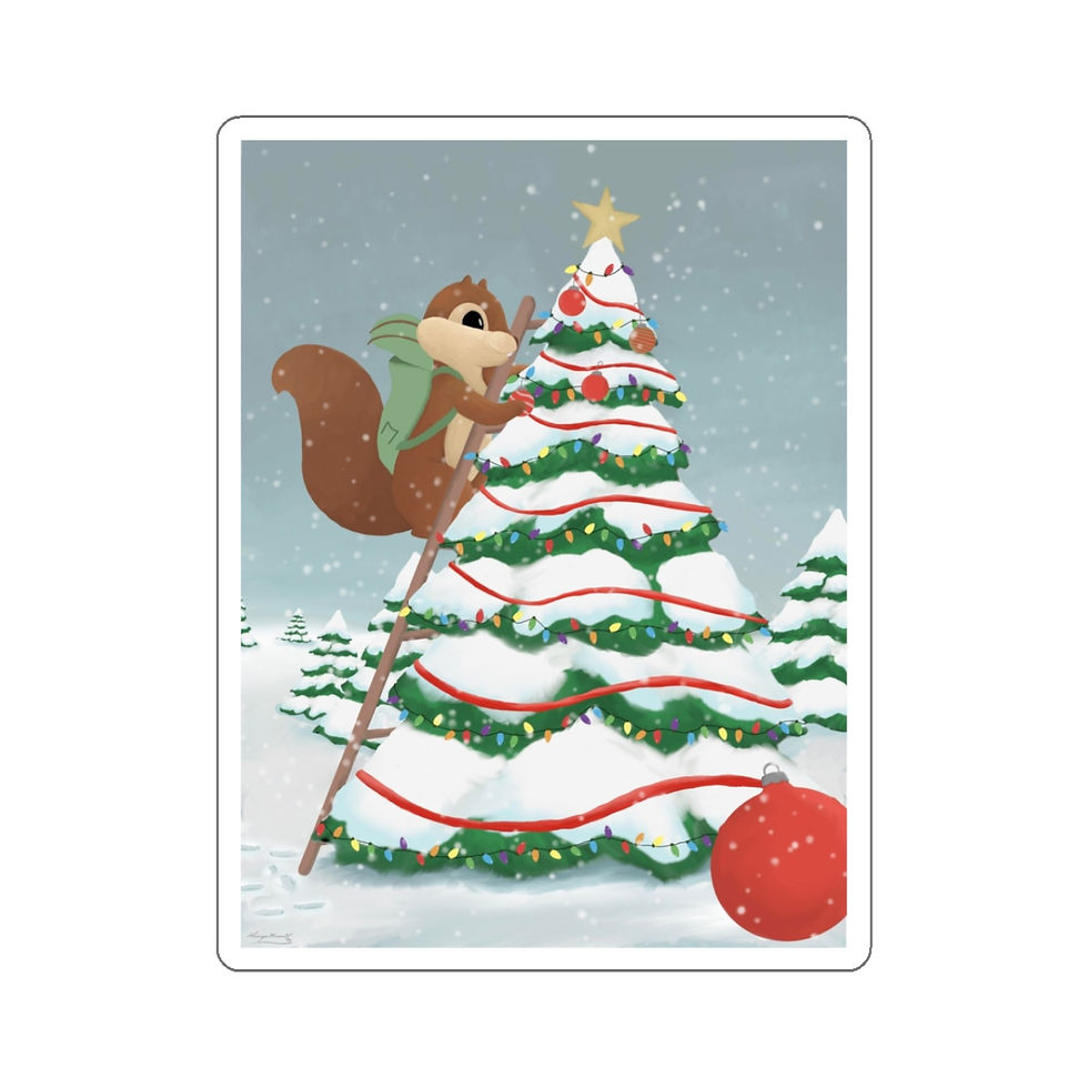 Thumbnail: Sticker Set - Squirrel Christmas Tree Adventure Four Kiss-Cut Stickers