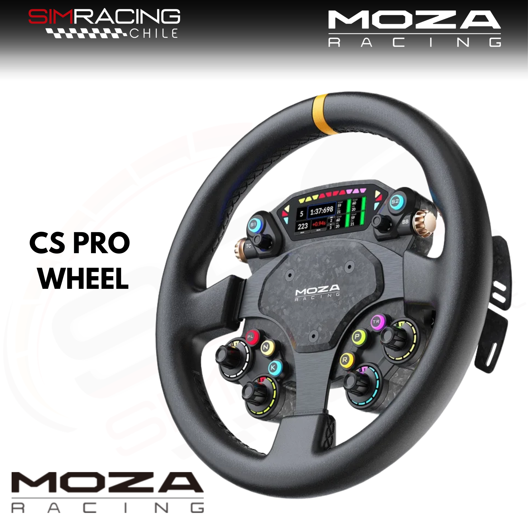 Volante MOZA CS Pro de 325 mm con pantalla HD para Sim Racing