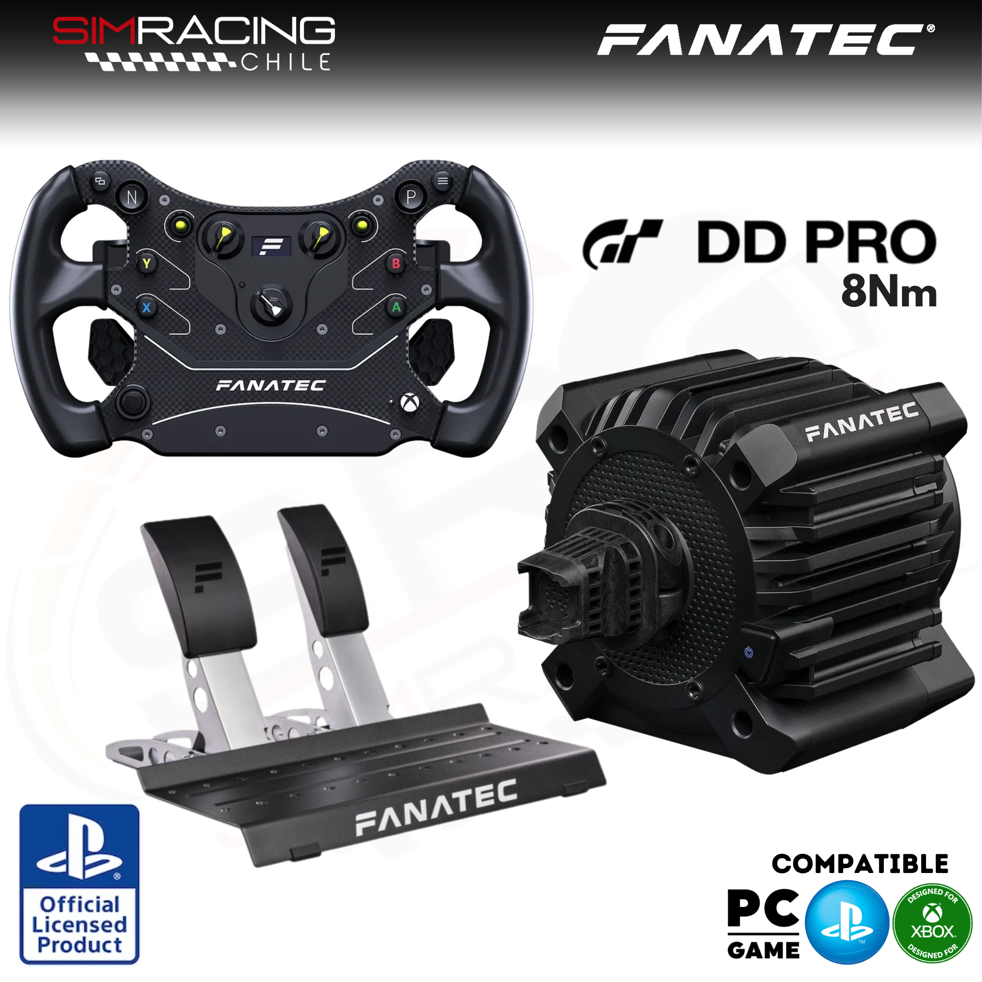 Fanatec GT DD Pro 8 Nm + CSL GT3 + CSL Pedals | Bundle Direct Drive