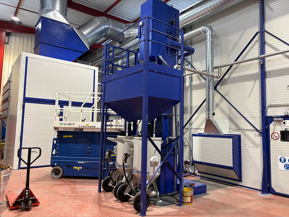 Élévateur à godet avec filtration de poussières de grenaille et trémie de stockage pour 2 sableuse de 200L