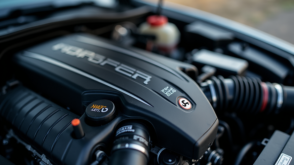 Close-up view of a high-performance vehicle engine showcasing advanced additive technology