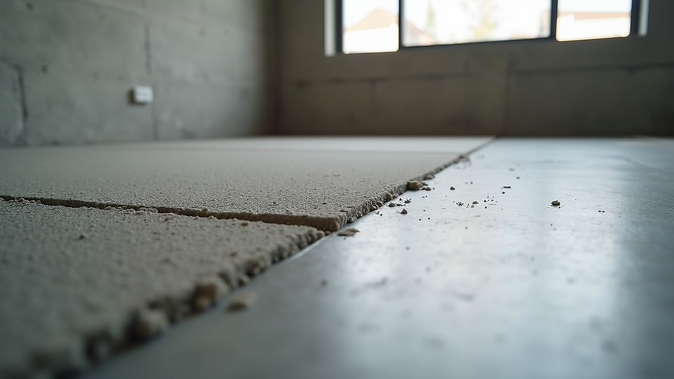 Eye-level view of a freshly poured concrete slab