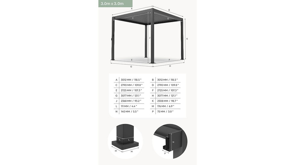 Thumbnail: Titan 3m x 3m Freestanding Aluminium  Pergola - Pebble
