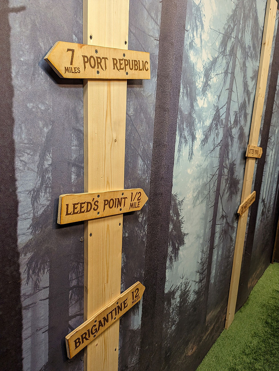Signs in an escape room at Exit 4 Escape Rooms