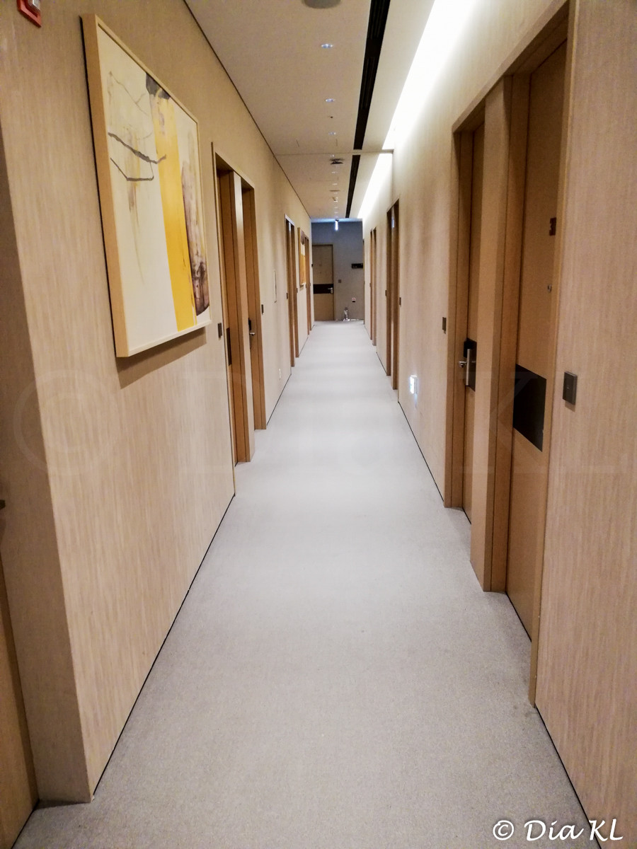 Rooms corridor, Terminal 2 Transit Hotel, Incheon international airport, South Korea. January 2021. Covid19 pandemic second wave.