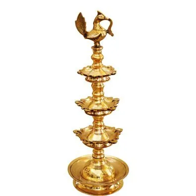 Metal Brass Handmade Thattu Vilakk (Deepastambham) – Temple Oil Lamp