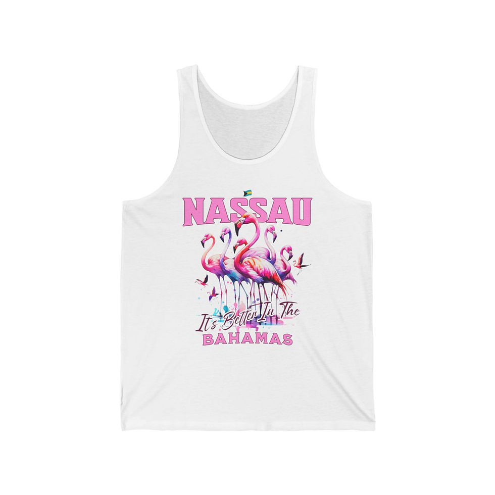 Thumbnail: Bahamas Souvenir Gift : Nassau Bahamas Flamingo Unisex Bahamas Tank Top