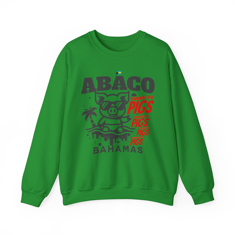 Thumbnail: Bahamas Souvenir Gift : Abaco Bahamas Swimming Pigs Unisex Bahamas Sweatshirt
