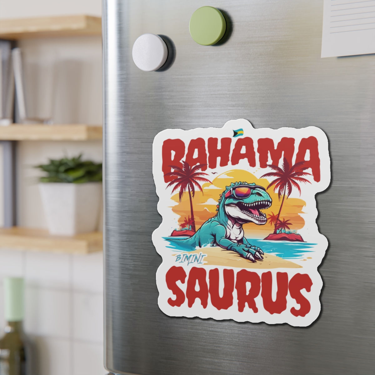 Bahamas Souvenir Gift : Bimini Bahamas Bahamasaurus T-Rex Bahamas Magnet