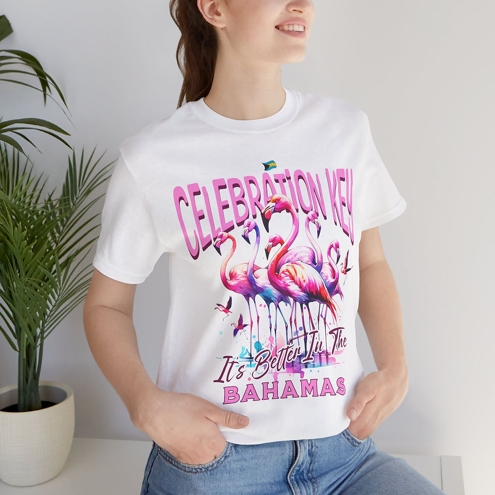 Thumbnail: Bahamas Souvenir Gift : Celebration Key Bahamas Flamingo Unisex Bahamas Shirt