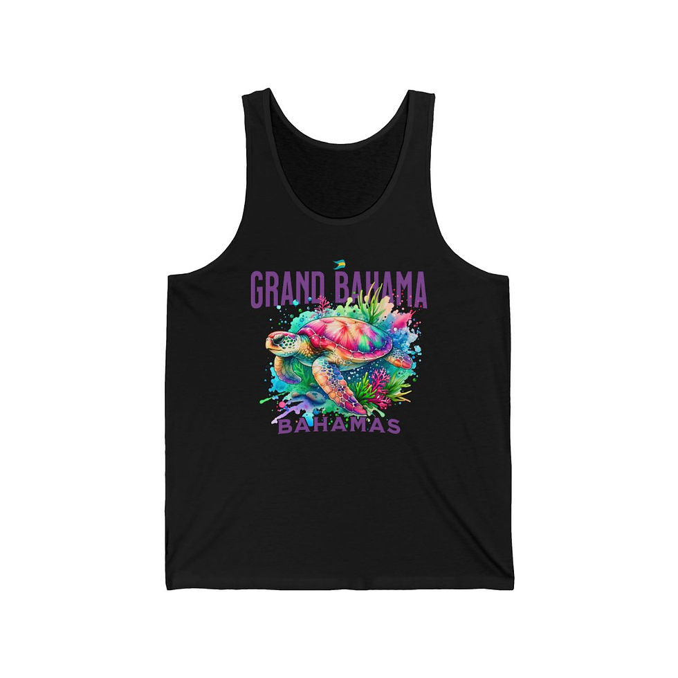Thumbnail: Bahamas Souvenir Gift : Grand Bahama Bahamas Sea Turtle Unisex Bahamas Tank Top