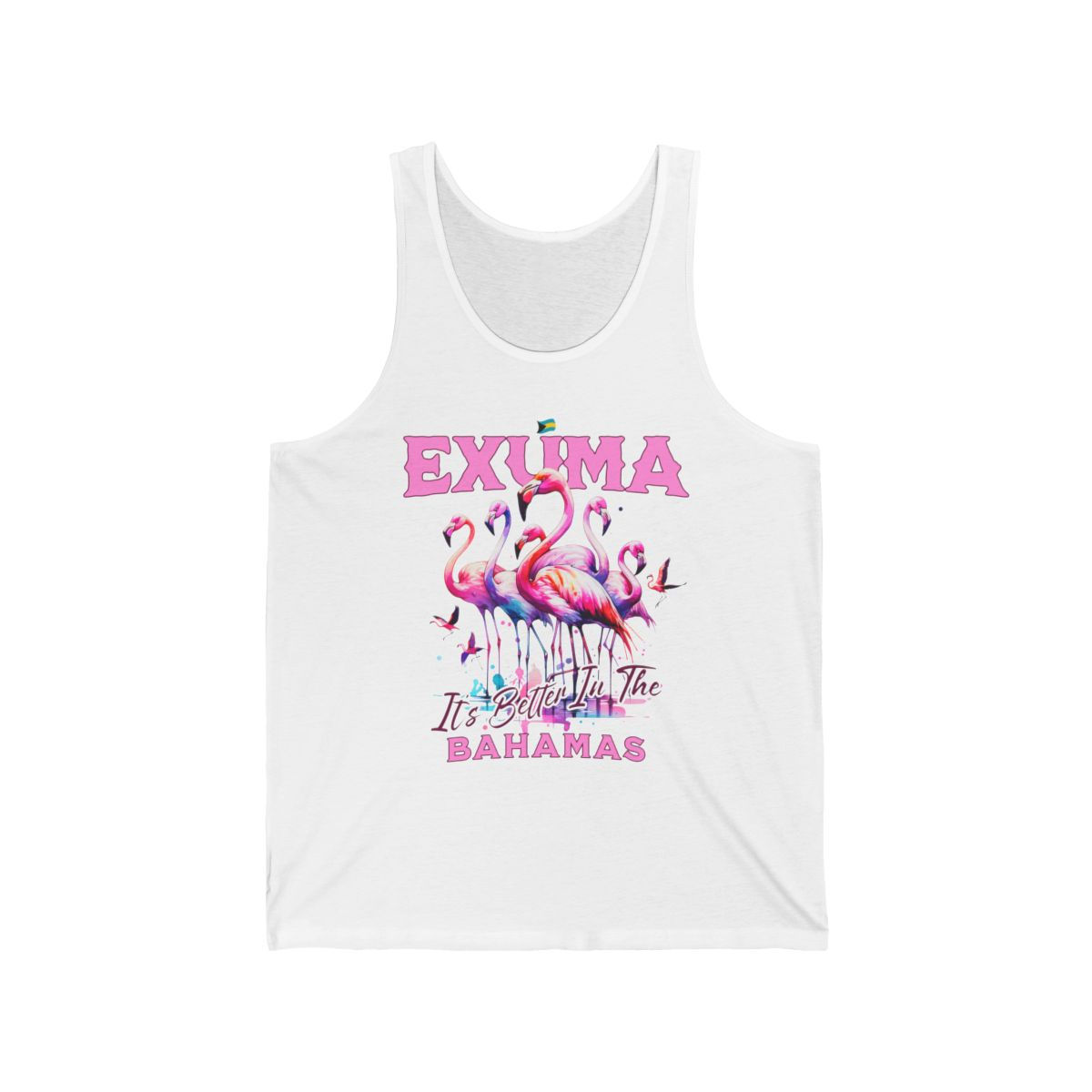 Bahamas Souvenir Gift : Exuma Bahamas Flamingo Unisex Bahamas Tank Top