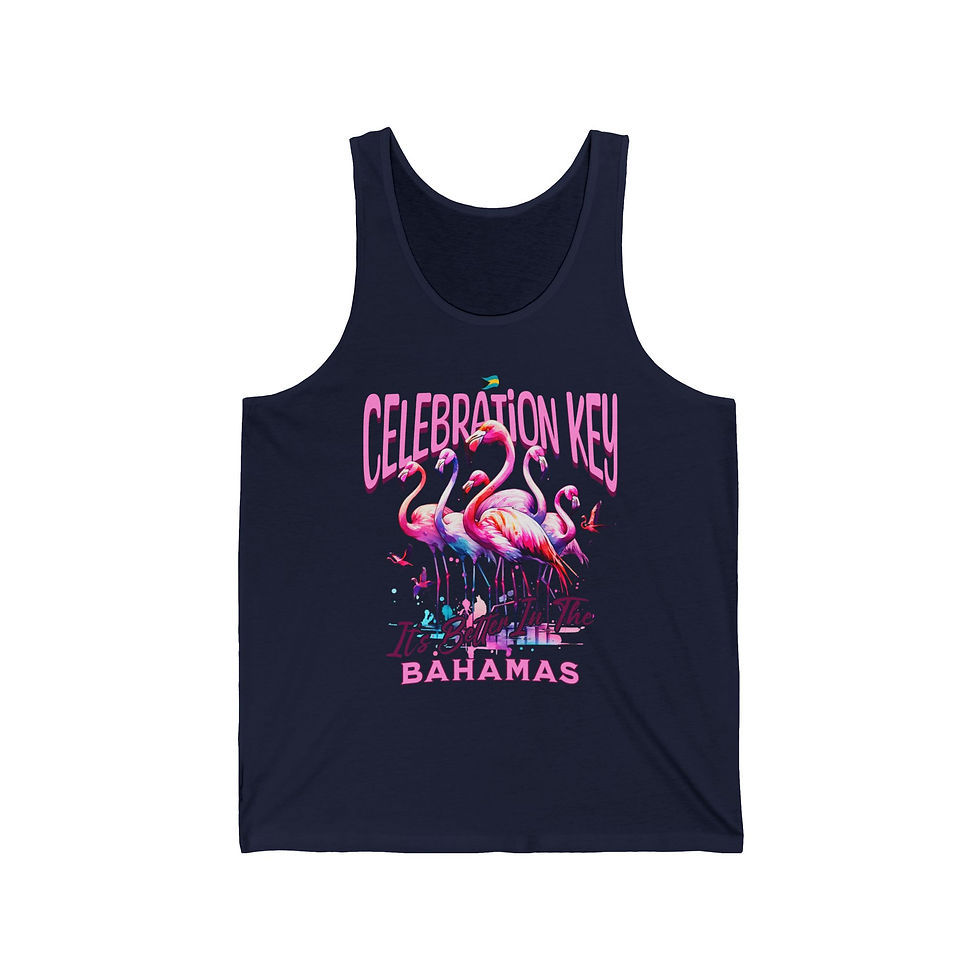 Thumbnail: Bahamas Souvenir Gift : Celebration Key Bahamas Flamingo Unisex Bahamas Tank Top