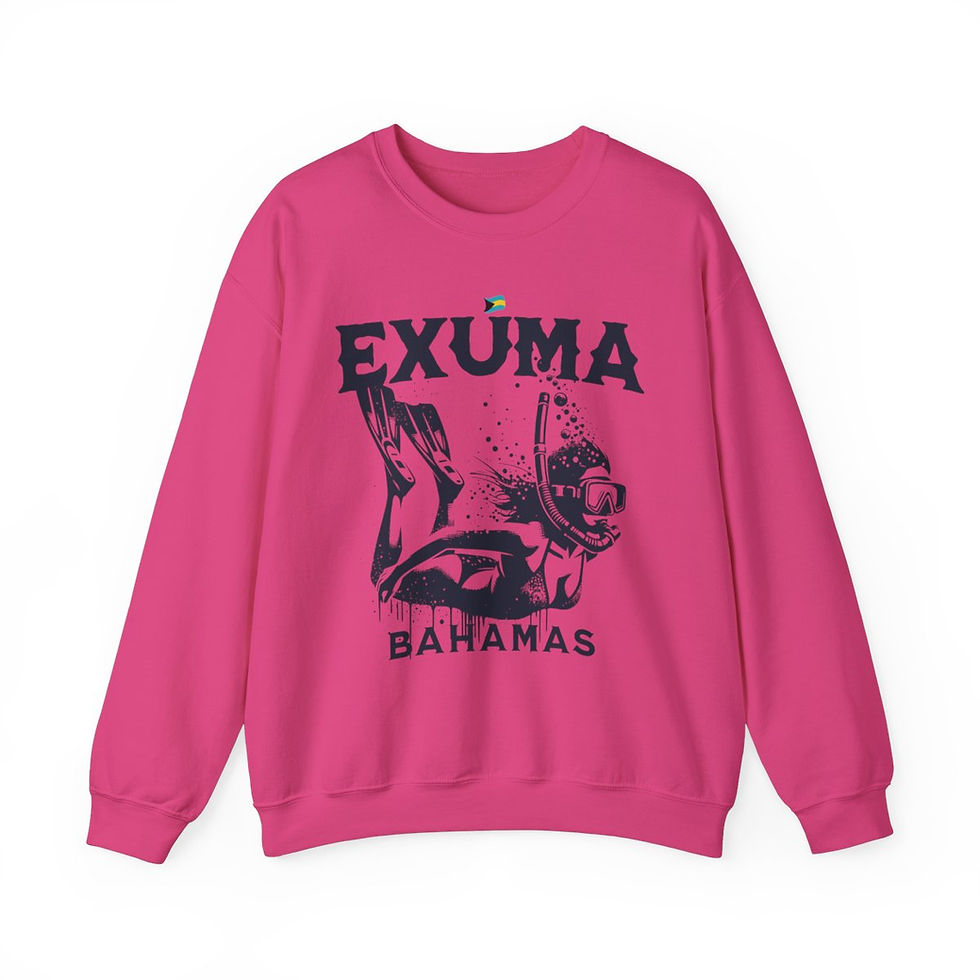 Thumbnail: Bahamas Souvenir Gift : Exuma Bahamas Snorkeling Unisex Bahamas Sweatshirt