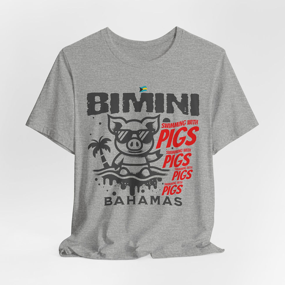 Thumbnail: Bahamas Souvenir Gift : Bimini Bahamas Swimming Pigs Unisex Bahamas Shirt