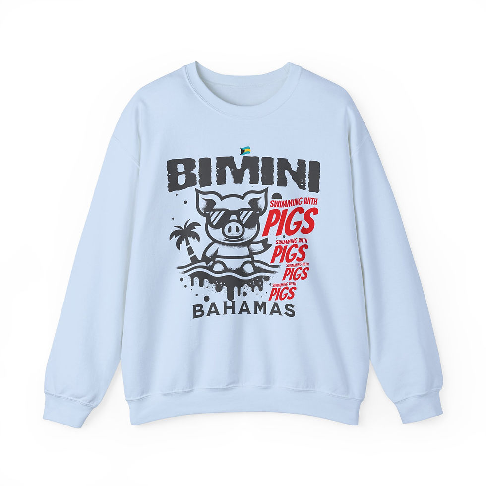 Thumbnail: Bahamas Souvenir Gift : Bimini Bahamas Swimming Pigs Unisex Bahamas Sweatshirt