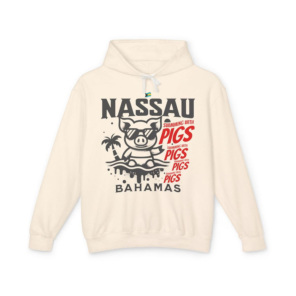 Thumbnail: Bahamas Souvenir Gift : Nassau Bahamas Swimming Pigs Unisex Bahamas Hoodie