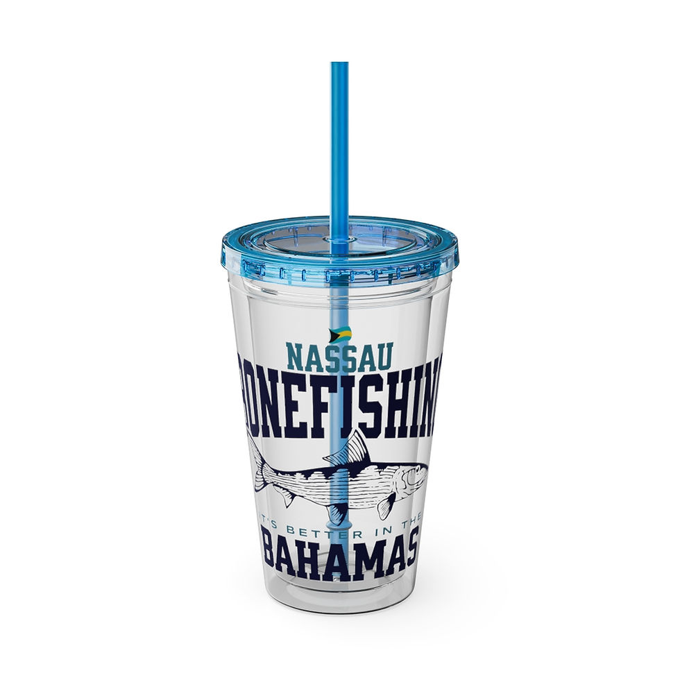 Thumbnail: Bahamas Souvenir Gift : Nassau Bonefishing Bonefish Bahamas Tumbler With Straw