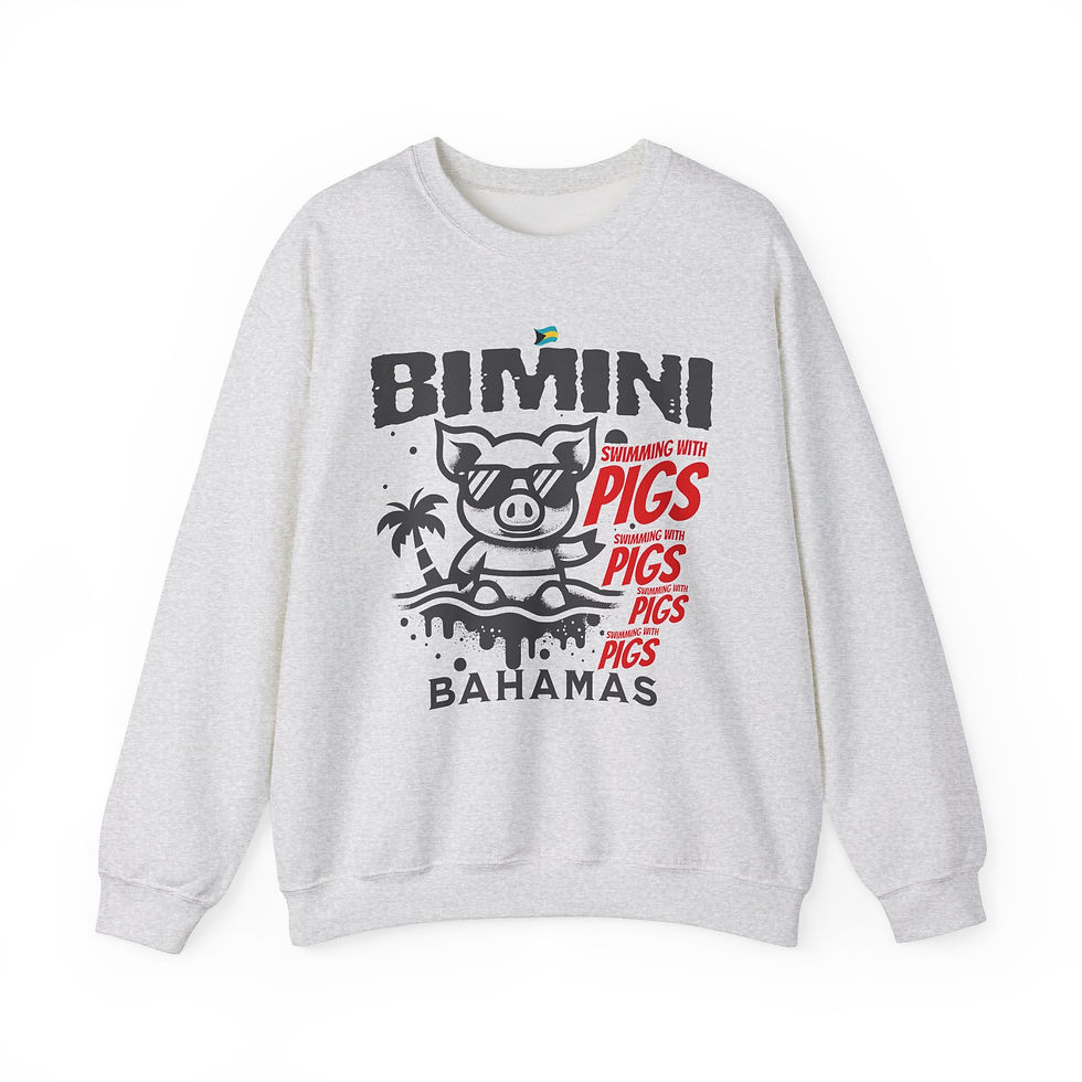 Thumbnail: Bahamas Souvenir Gift : Bimini Bahamas Swimming Pigs Unisex Bahamas Sweatshirt