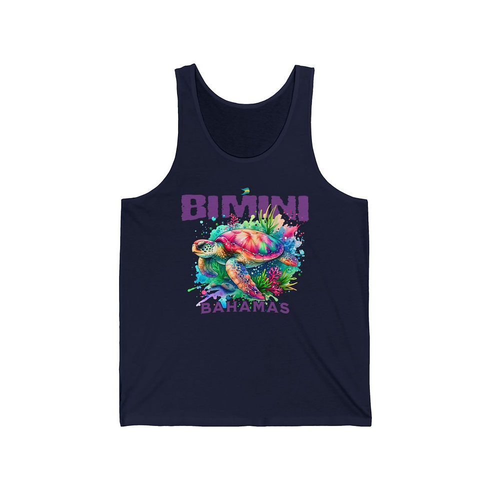 Thumbnail: Bahamas Souvenir Gift : Bimini Bahamas Sea Turtle Unisex Bahamas Tank Top