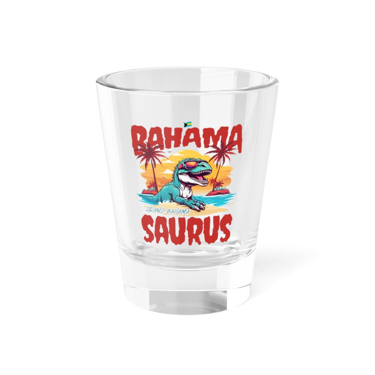 Bahamas Souvenir Gift : Grand Bahama Bahamasaurus T-Rex Bahamas Shot Glass