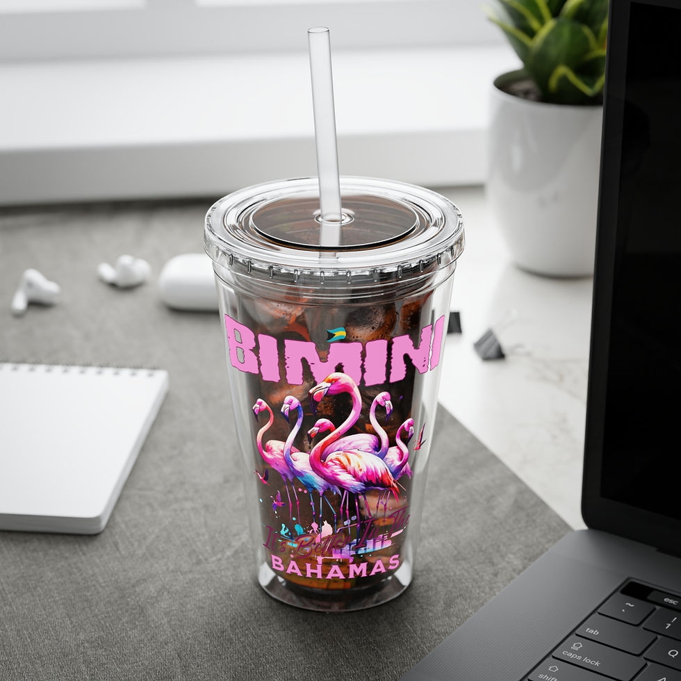 Thumbnail: Bahamas Souvenir Gift : Bimini Bahamas Flamingo Bahamas Tumbler With Straw