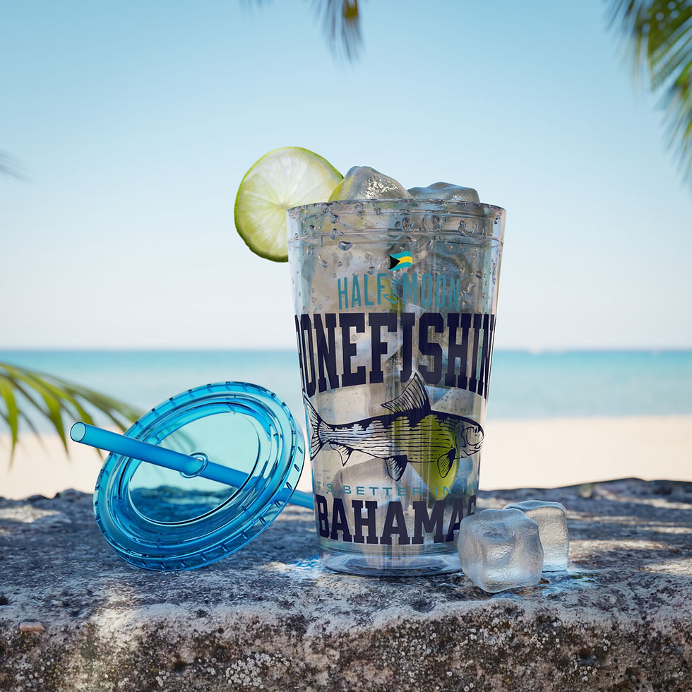Thumbnail: Bahamas Souvenir Gift : Half Moon Cay Bonefishing Bahamas Tumbler With Straw