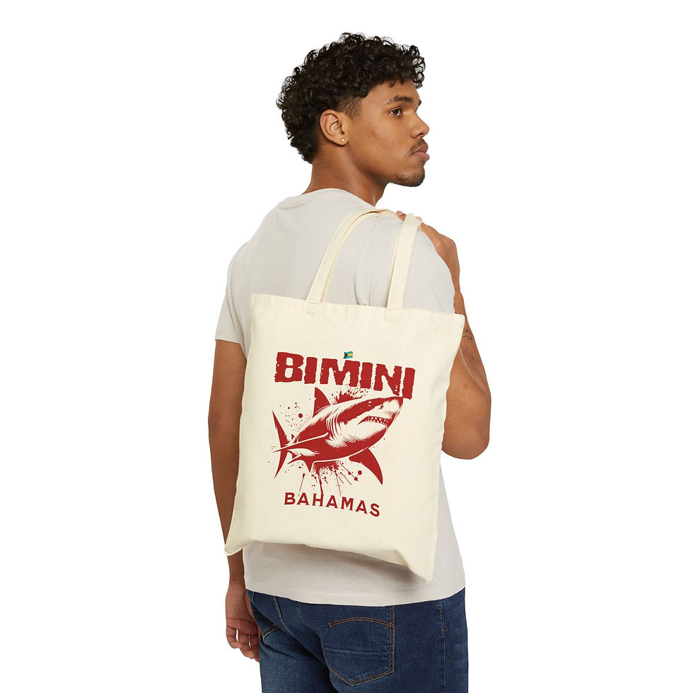 Thumbnail: Bahamas Souvenir Gift : Bimini Bahamas Shark Bahamas Tote Bag