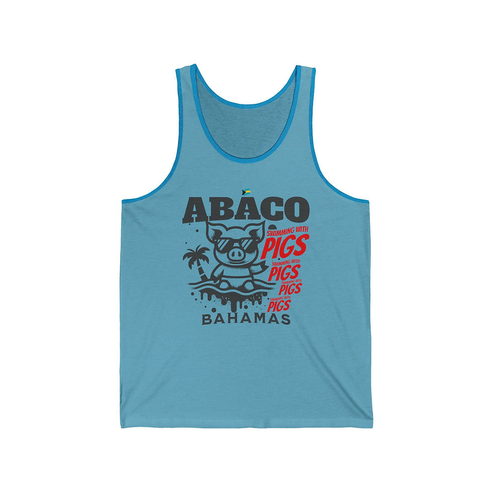 Thumbnail: Bahamas Souvenir Gift : Abaco Bahamas Swimming Pigs Unisex Bahamas Tank Top
