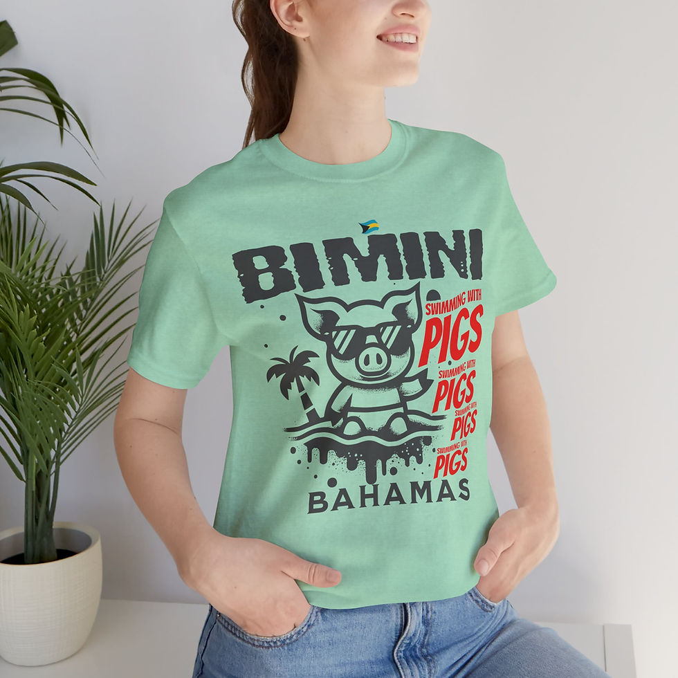 Thumbnail: Bahamas Souvenir Gift : Bimini Bahamas Swimming Pigs Unisex Bahamas Shirt