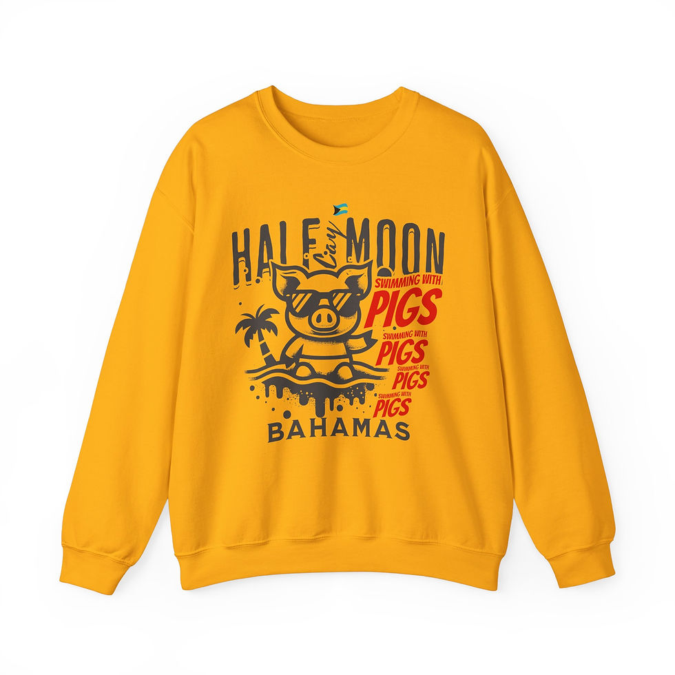 Thumbnail: Bahamas Souvenir Gift : Half Moon Cay Swimming Pigs Unisex Bahamas Sweatshirt
