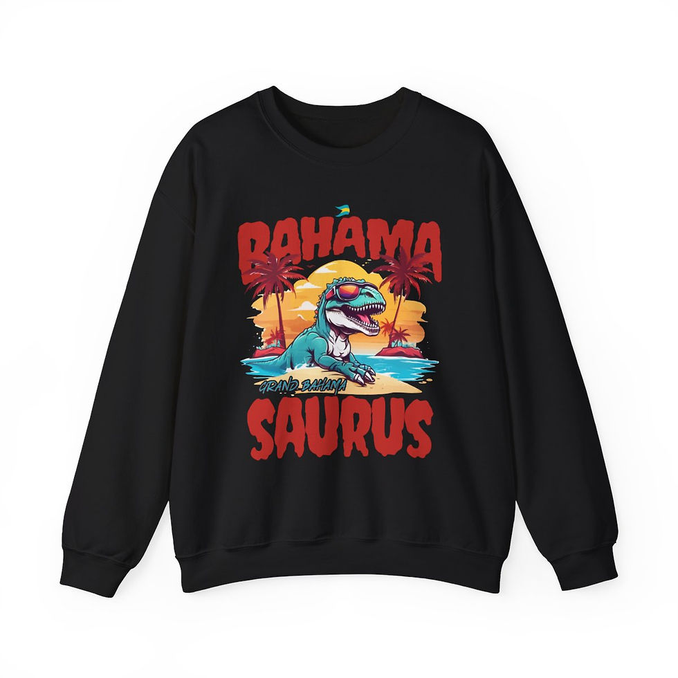Thumbnail: Bahamas Souvenir Gift: Grand Bahama Bahamasaurus T-Rex Unisex Bahamas Sweatshirt