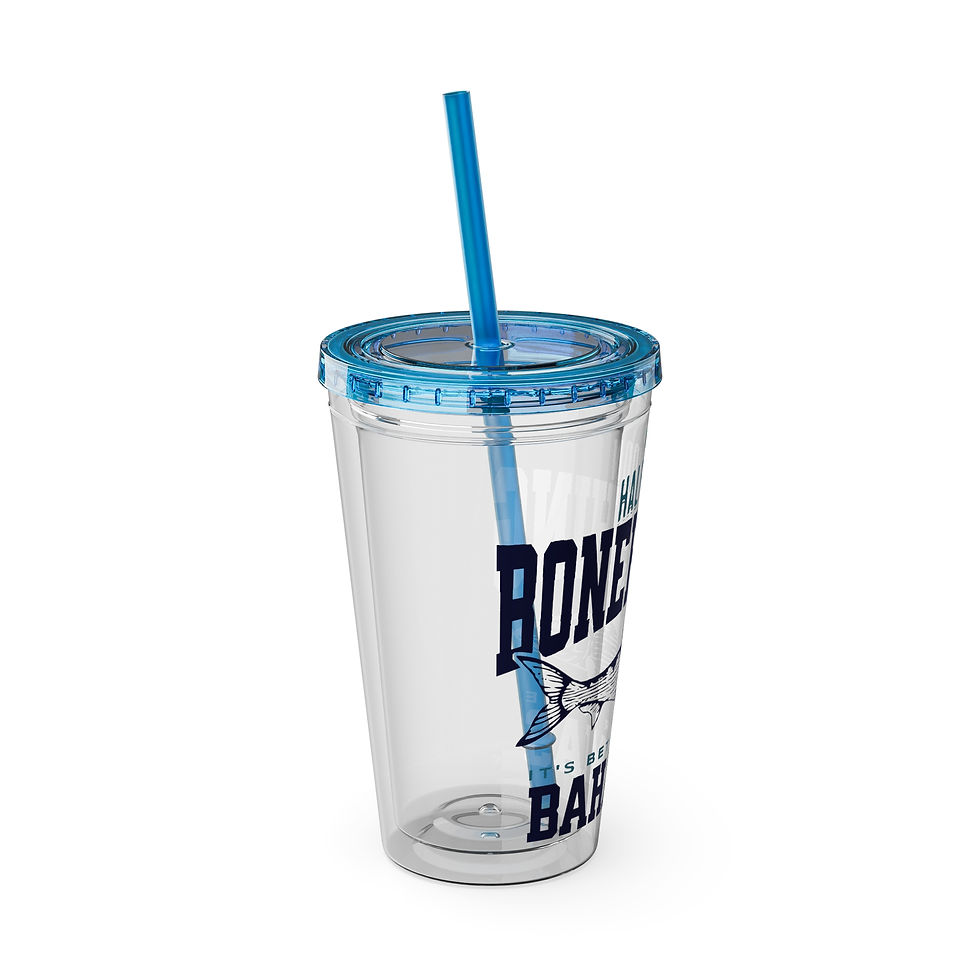 Thumbnail: Bahamas Souvenir Gift : Half Moon Cay Bonefishing Bahamas Tumbler With Straw
