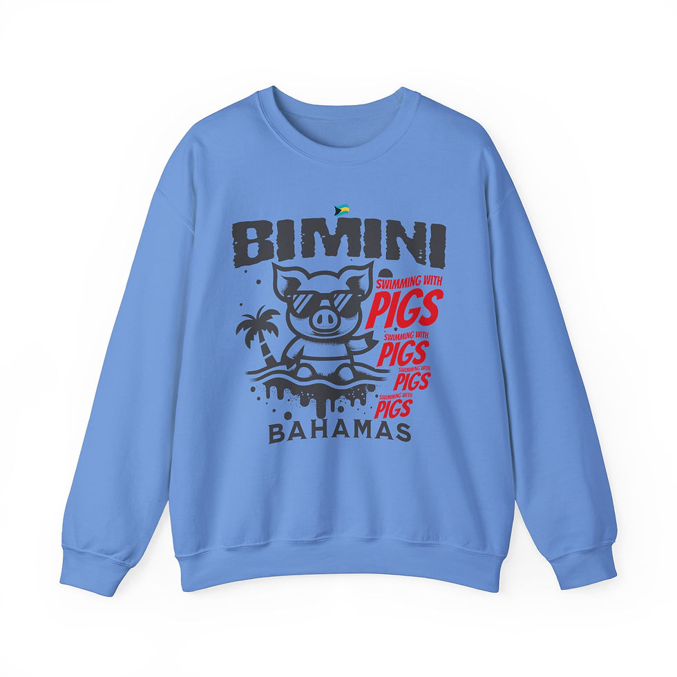 Thumbnail: Bahamas Souvenir Gift : Bimini Bahamas Swimming Pigs Unisex Bahamas Sweatshirt