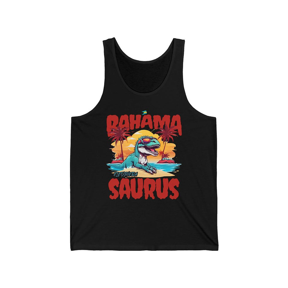 Thumbnail: Bahamas Souvenir Gift : Eleuthera Bahamasaurus T-Rex Unisex Bahamas Tank Top