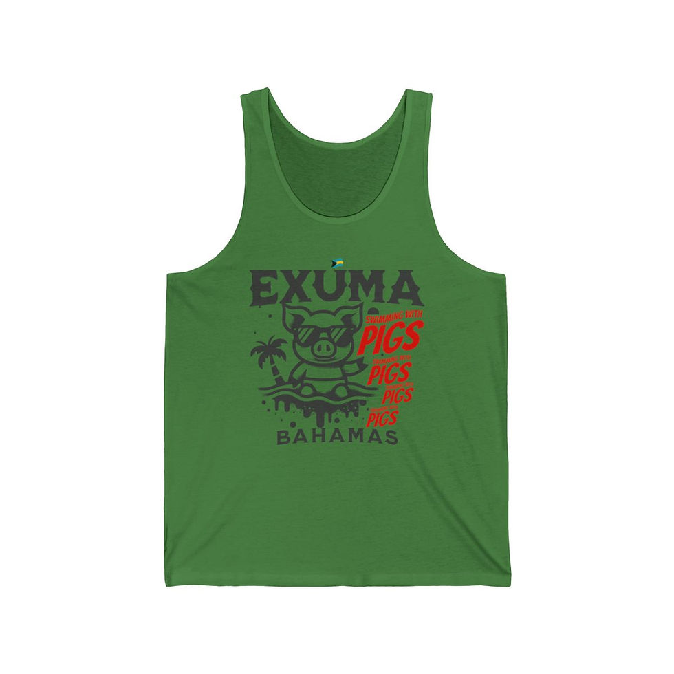 Thumbnail: Bahamas Souvenir Gift : Exuma Bahamas Swimming Pigs Unisex Bahamas Tank Top
