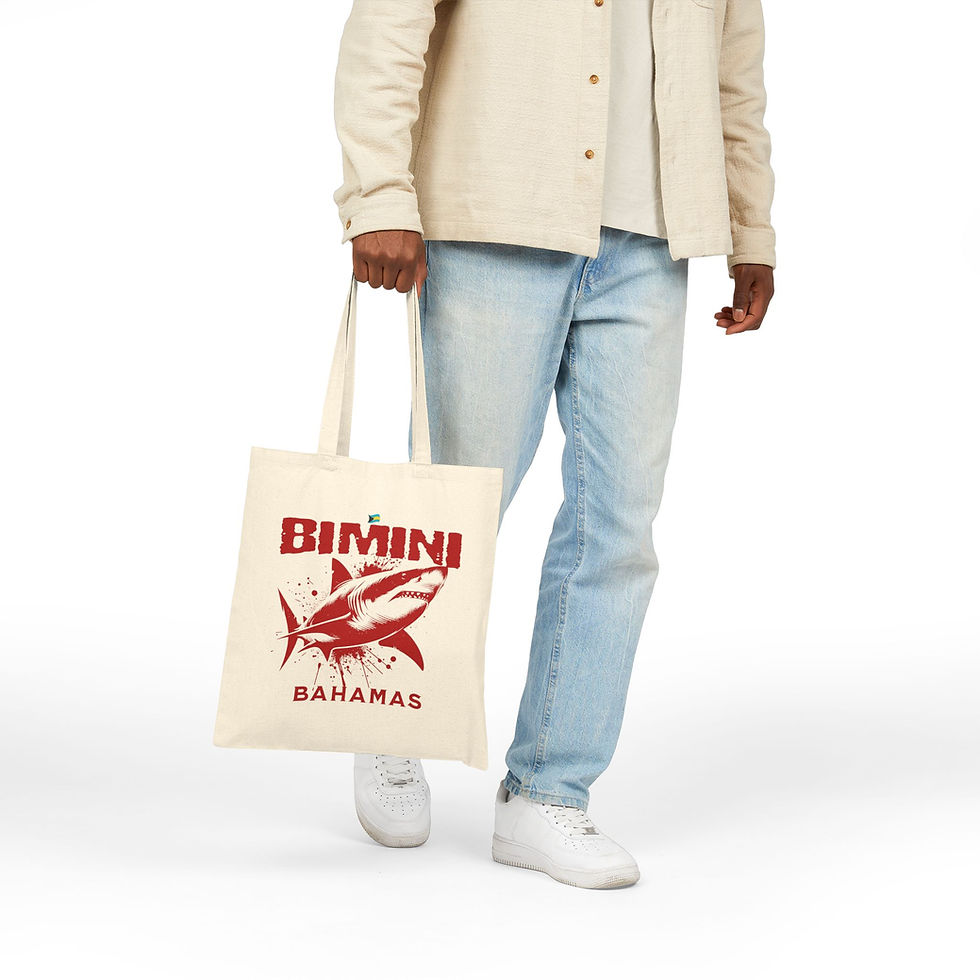Thumbnail: Bahamas Souvenir Gift : Bimini Bahamas Shark Bahamas Tote Bag