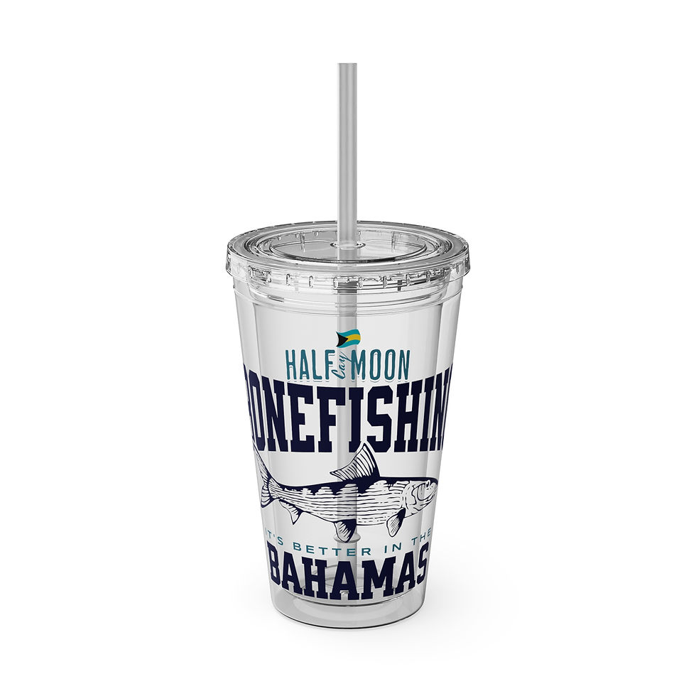 Thumbnail: Bahamas Souvenir Gift : Half Moon Cay Bonefishing Bahamas Tumbler With Straw