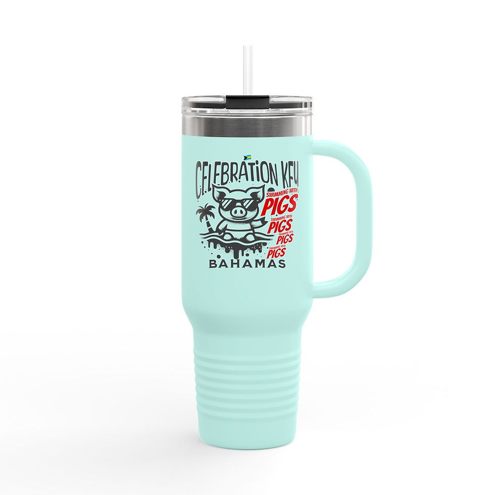 Thumbnail: Bahamas Souvenir Gift : Celebration Key Swimming Pigs Bahamas Tumbler Travel Mug