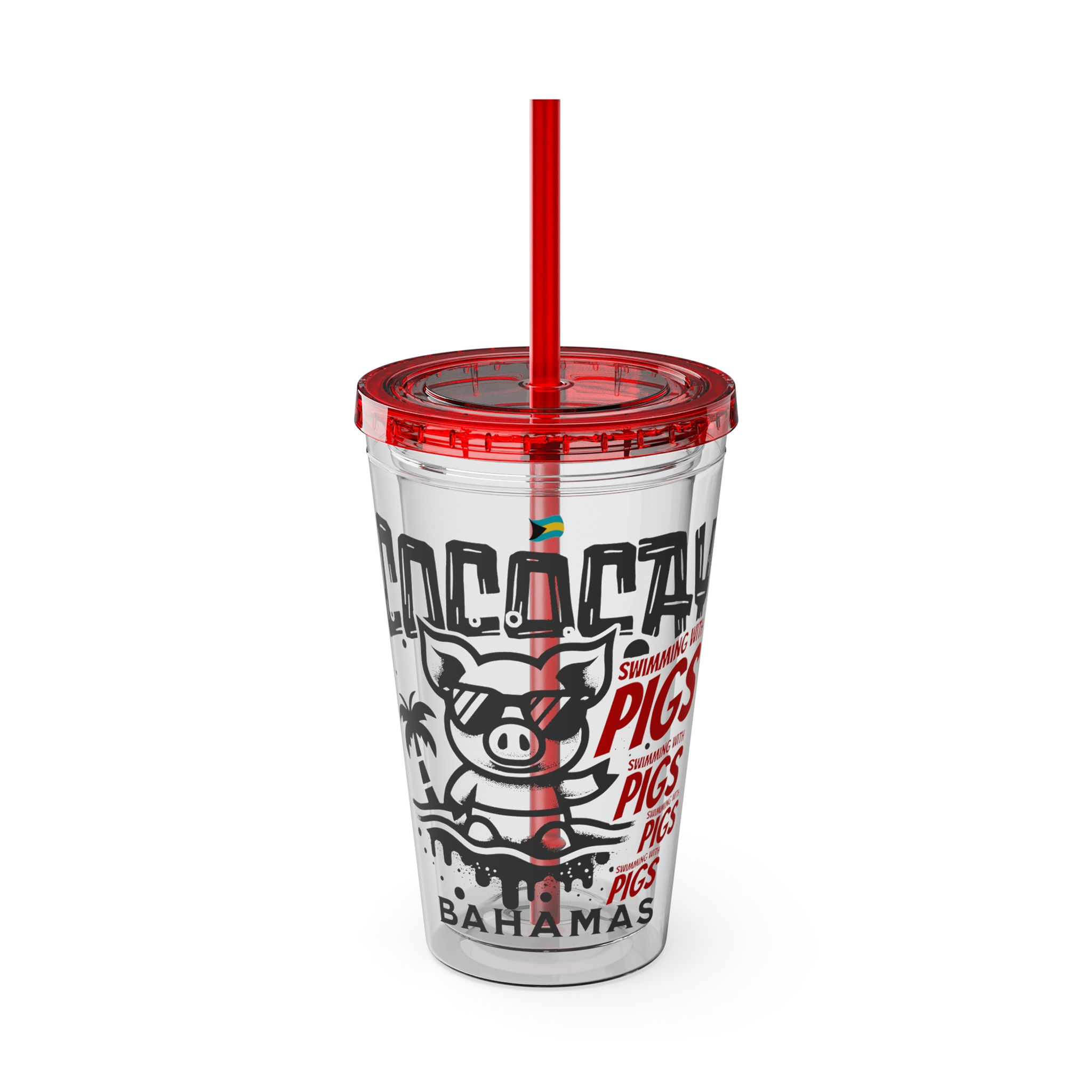 Bahamas Souvenir Gift : CocoCay Swimming Pigs Bahamas Tumbler With Straw