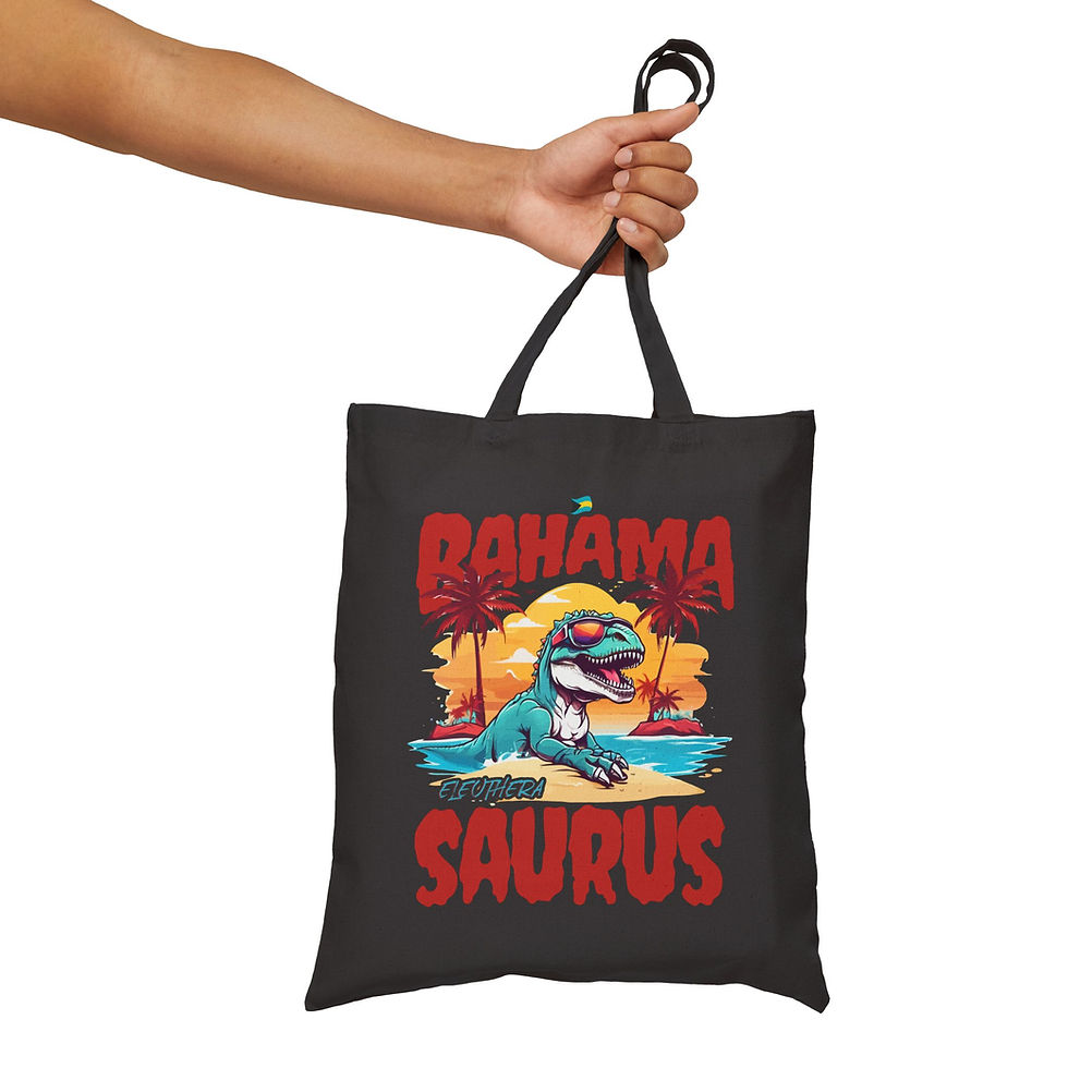 Thumbnail: Bahamas Souvenir Gift : Eleuthera Bahamas Bahama Saurus T-Rex Bahamas Tote Bag