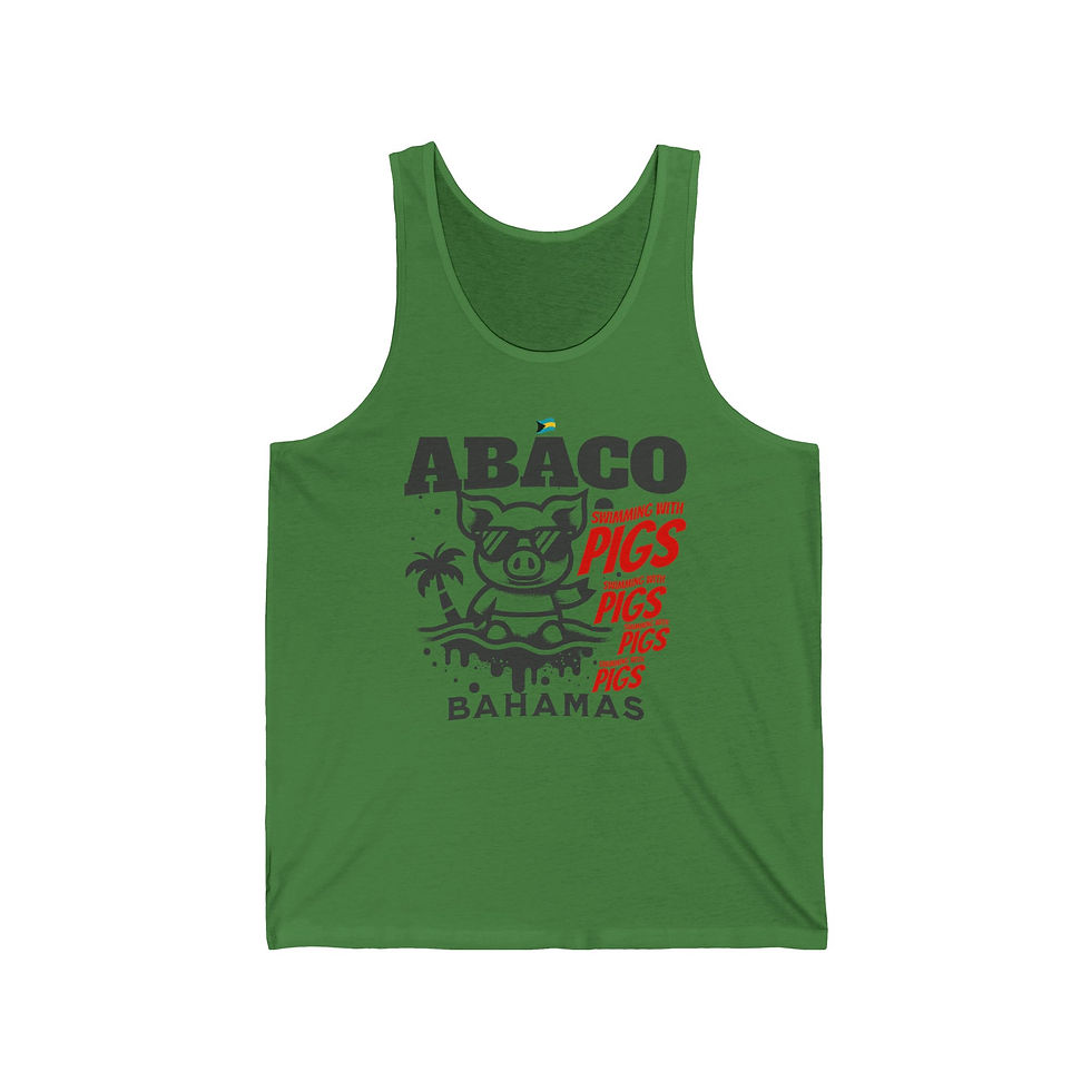 Thumbnail: Bahamas Souvenir Gift : Abaco Bahamas Swimming Pigs Unisex Bahamas Tank Top