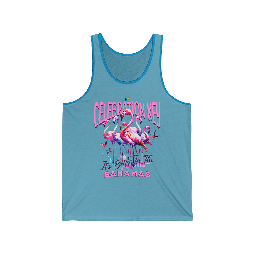 Thumbnail: Bahamas Souvenir Gift : Celebration Key Bahamas Flamingo Unisex Bahamas Tank Top