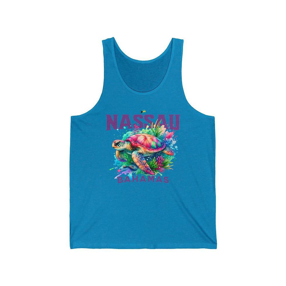 Thumbnail: Bahamas Souvenir Gift : Nassau Bahamas Sea Turtle Unisex Bahamas Tank Top