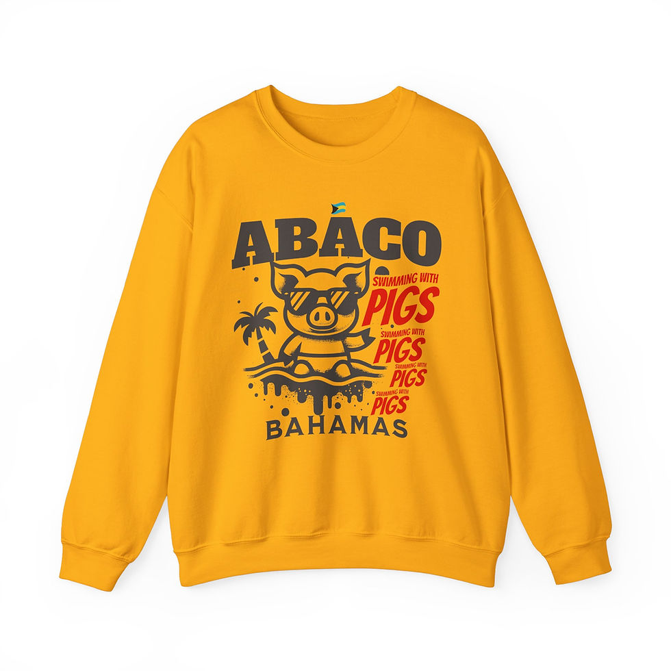 Thumbnail: Bahamas Souvenir Gift : Abaco Bahamas Swimming Pigs Unisex Bahamas Sweatshirt