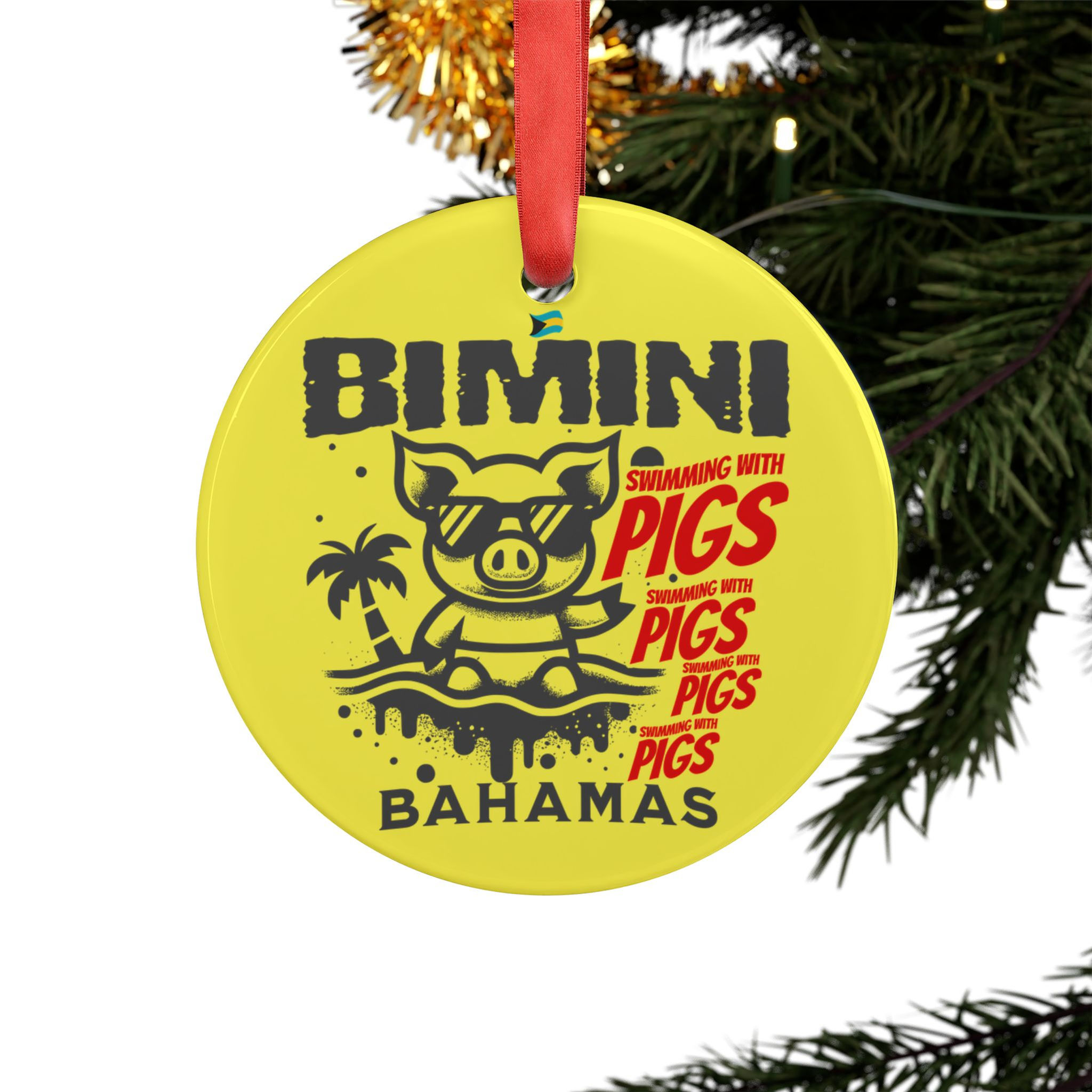 Bahamas Souvenir Gift : Bimini Bahamas Swimming Pigs Bahamas Ornament