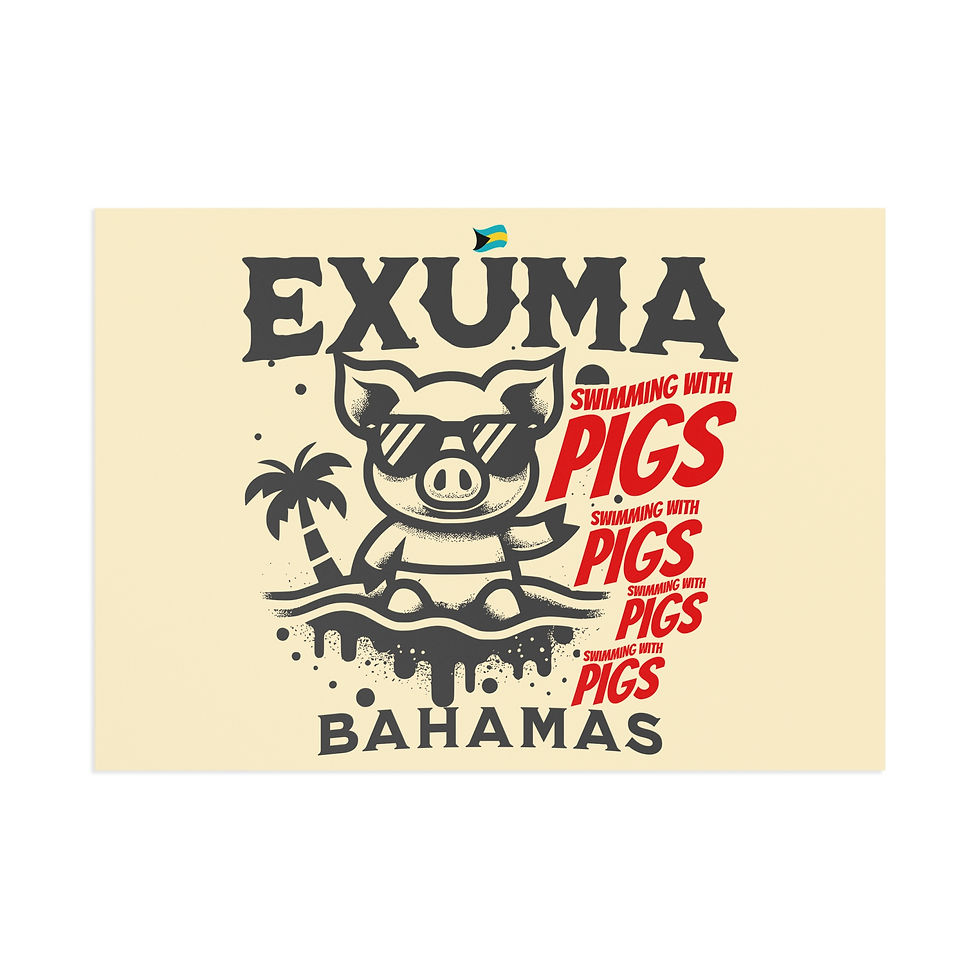 Thumbnail: Bahamas Postcard : Exuma Bahamas Swimming Pigs : Bahamas Souvenir Gift